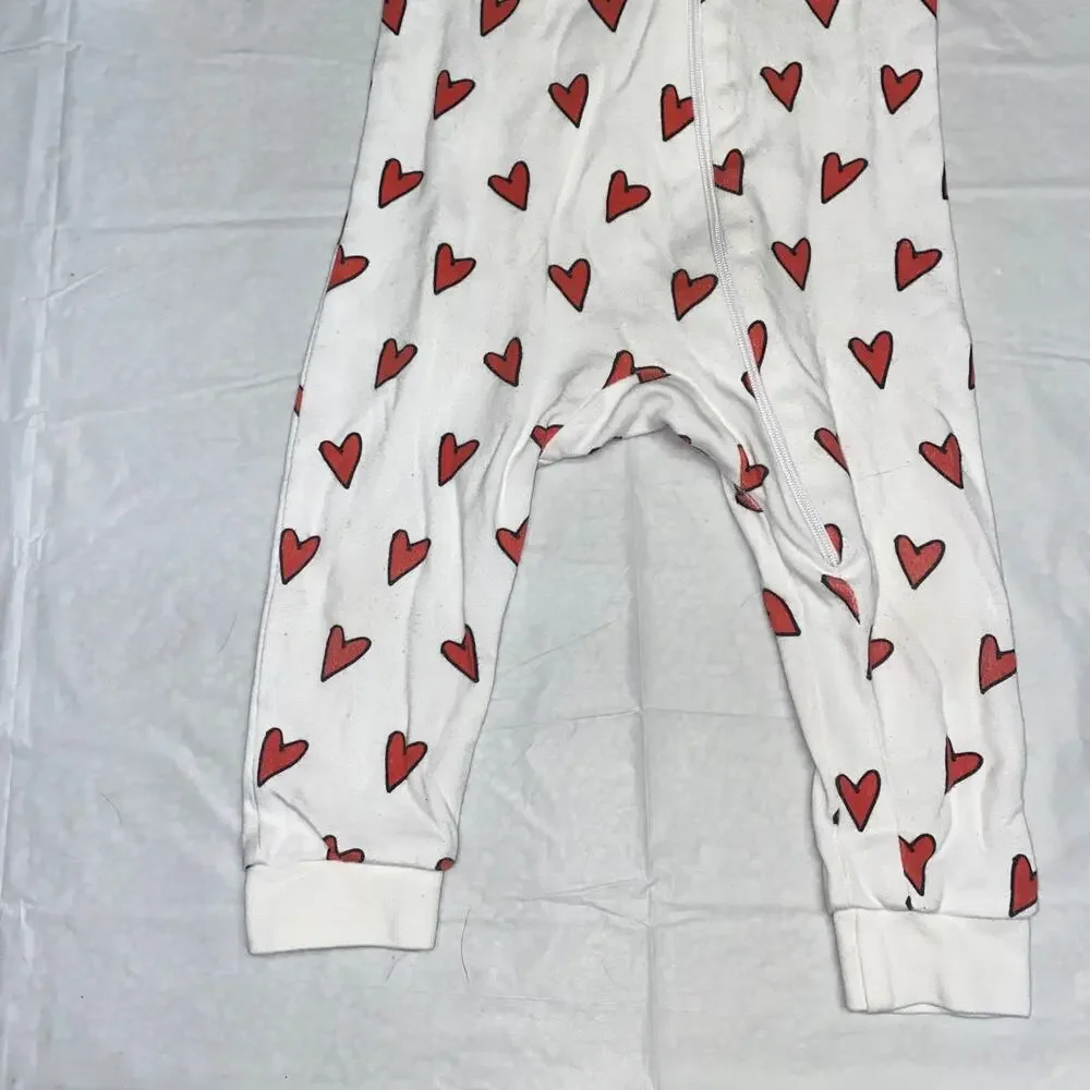 Sammy + Nat White Red Heart One-Piece Baby Girls Pajamas Size 12 Months